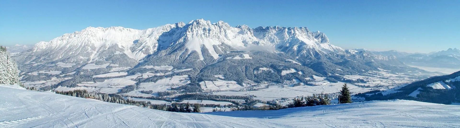 Blick auf den Wilden Kaiser im Winter